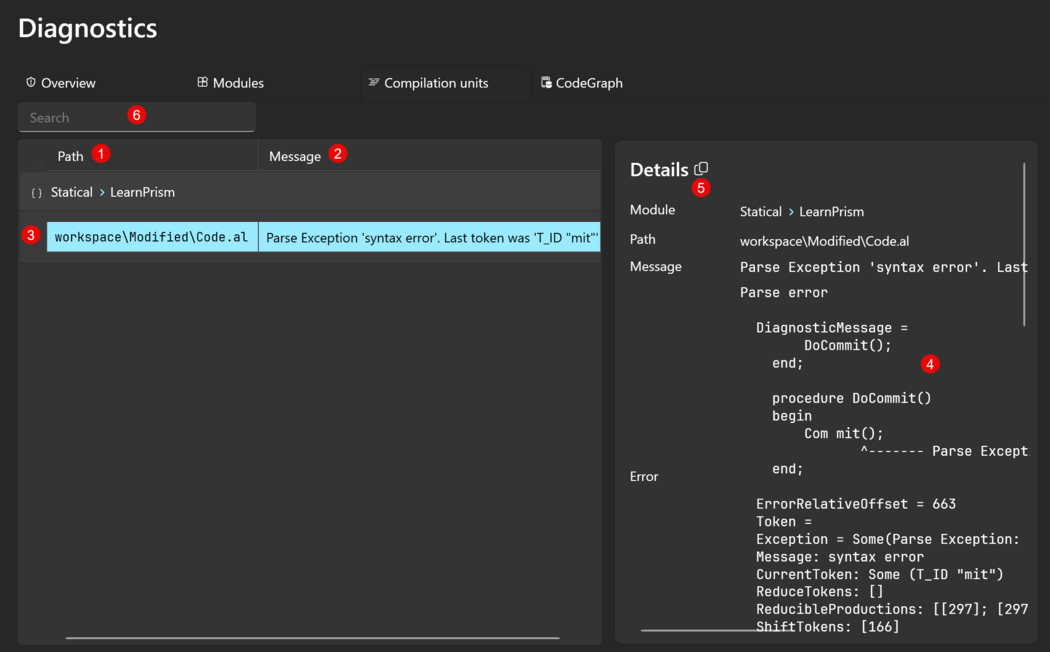 Prism for AL compilation unit diagnostics