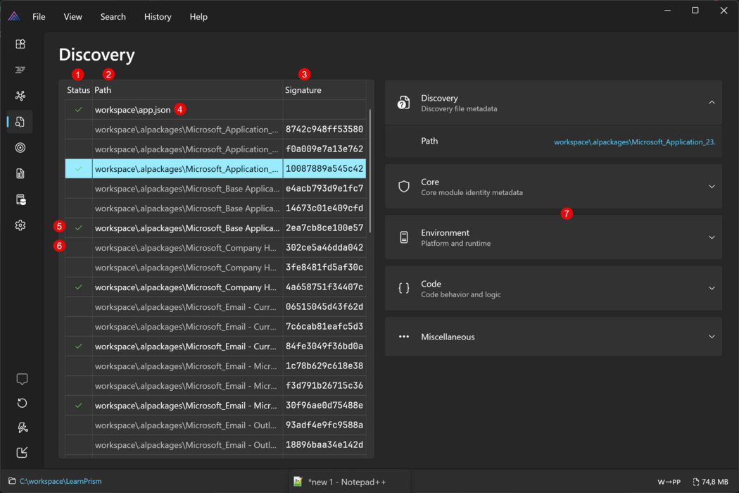Prism for AL workspace - Discovery page