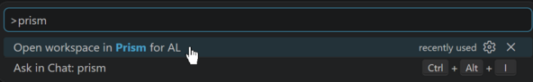 Prism for AL - open from Visual Studio Code's command palette