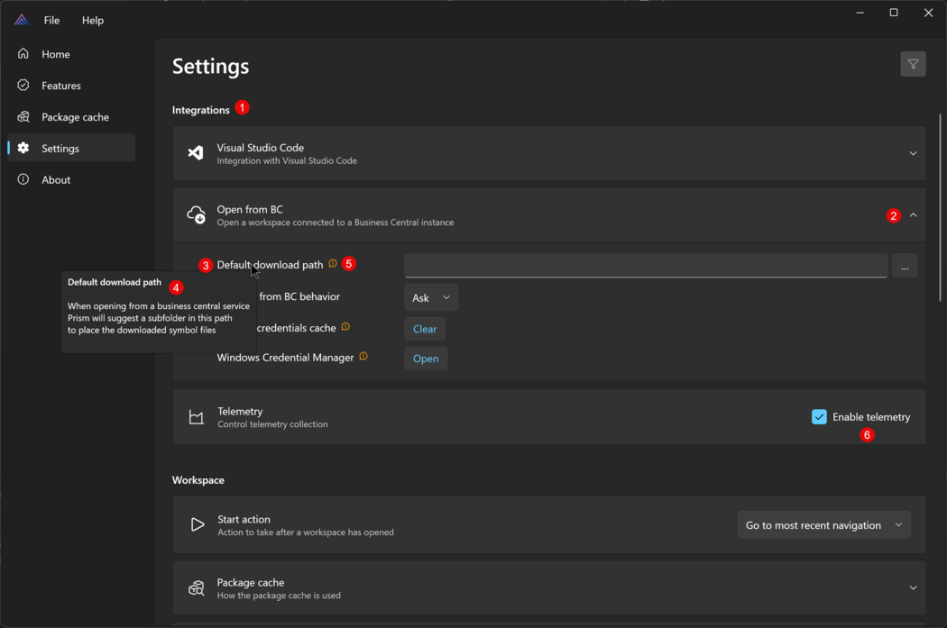 Prism for AL - Main window with settings page