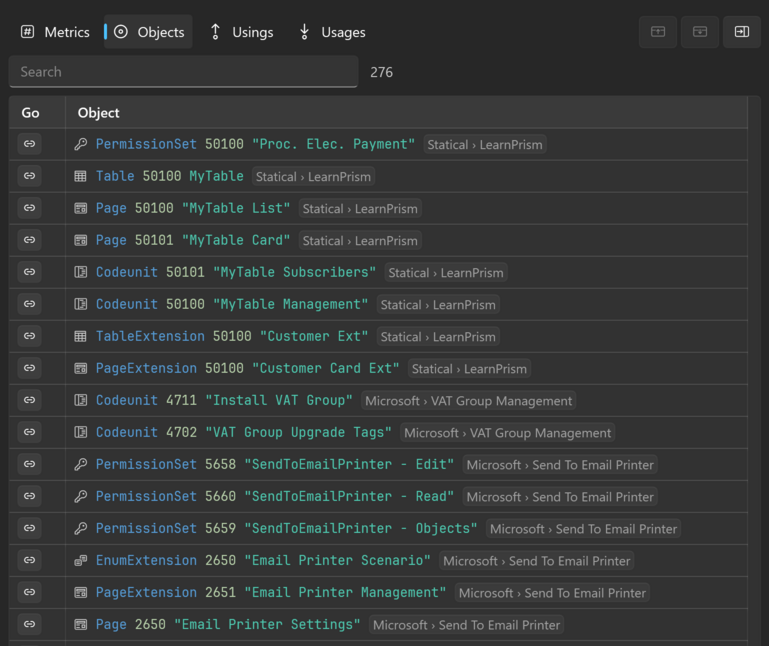 Prism for AL namespace objects