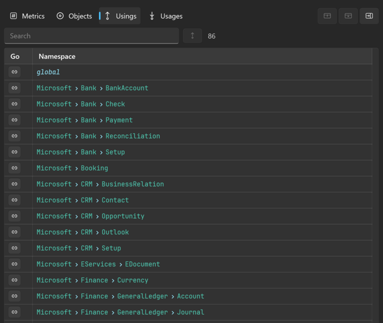 Prism for AL namespace usings