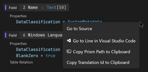 Prism for AL context menu available anywhere in object view
