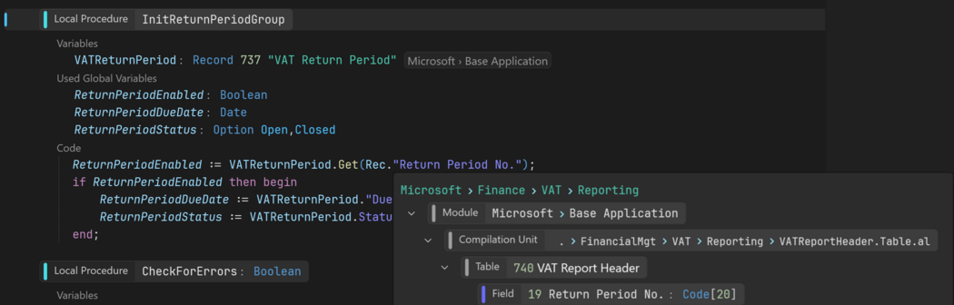 Prism for AL object view goto declaration