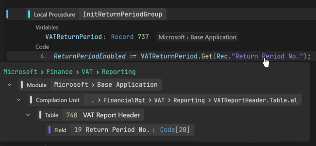 Prism for AL object view goto declaration