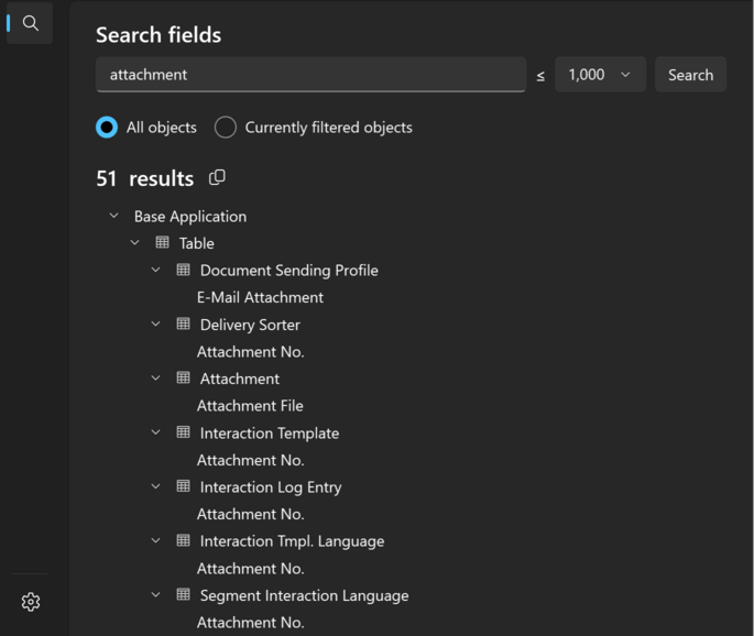 Prism for AL: Search fields by name