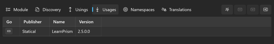 Prism for AL: Module usages