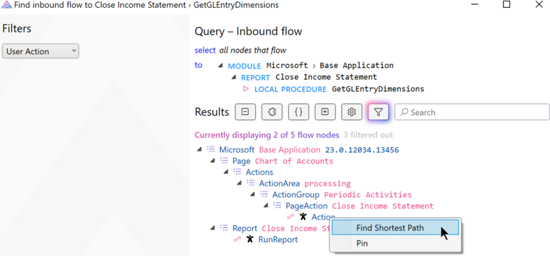 Prism for AL: Inbound flows from user actions