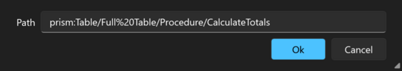Prism for C/AL Go to Prism Path window with a path typed