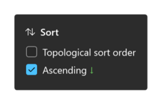 Prism for C/AL object index settings popup with the Sort options