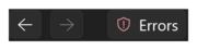 Prism for C/AL Objects page toolbar with Back, Forward and the red Errors button