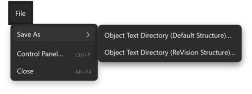 Prism for C/AL workspace window with the File menu open and its Save As submenu