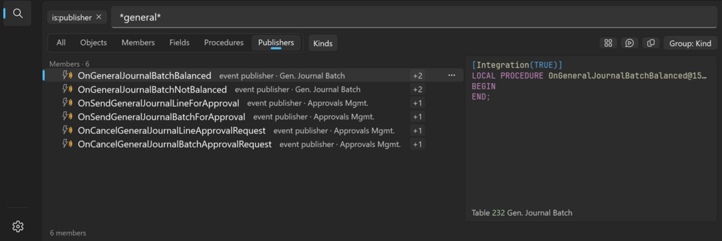 Prism for C/AL: Search events by name
